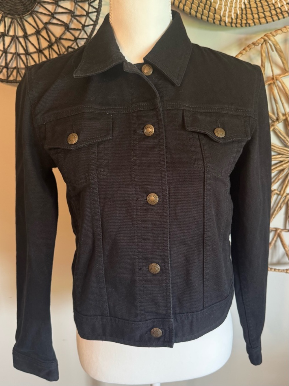 Lauren Ralph Lauren Classic Black Denim Jean Jacket Petite Size S - Picture 2 of 11